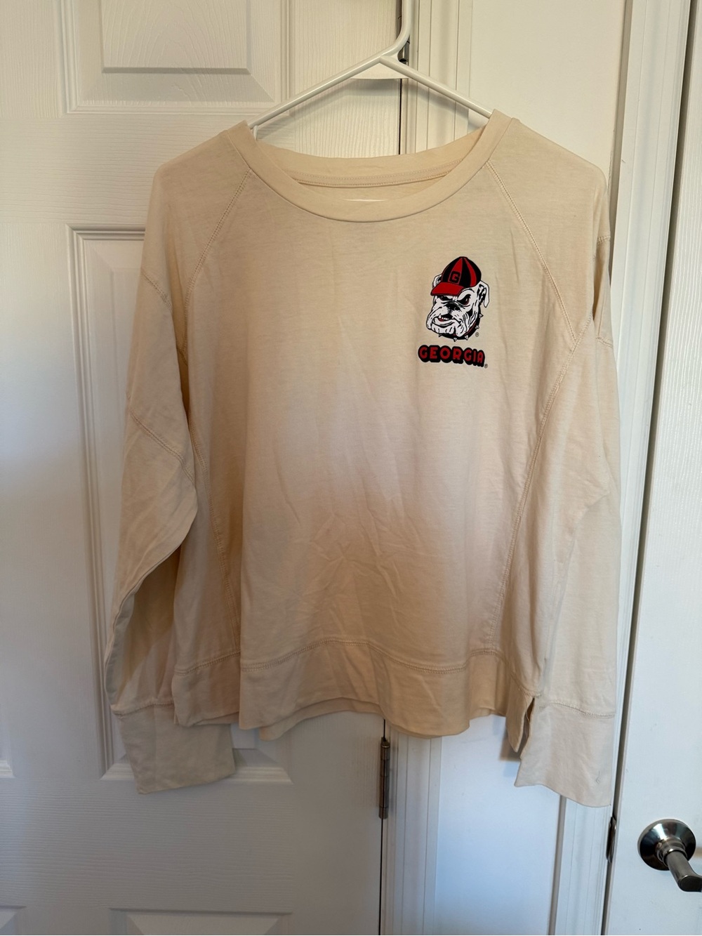 Rivalry Threads Cream Long-Sleeve with Georgia Bulldog Patch